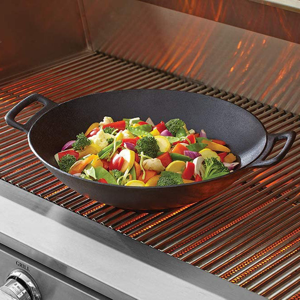 Mr Bar-B-Q 10" Cast Iron Pre Seasoned Curved Wok Outdoor And Indoor Use 08124Y(Mr Bar B Q 10 Cast Iron Wok)
