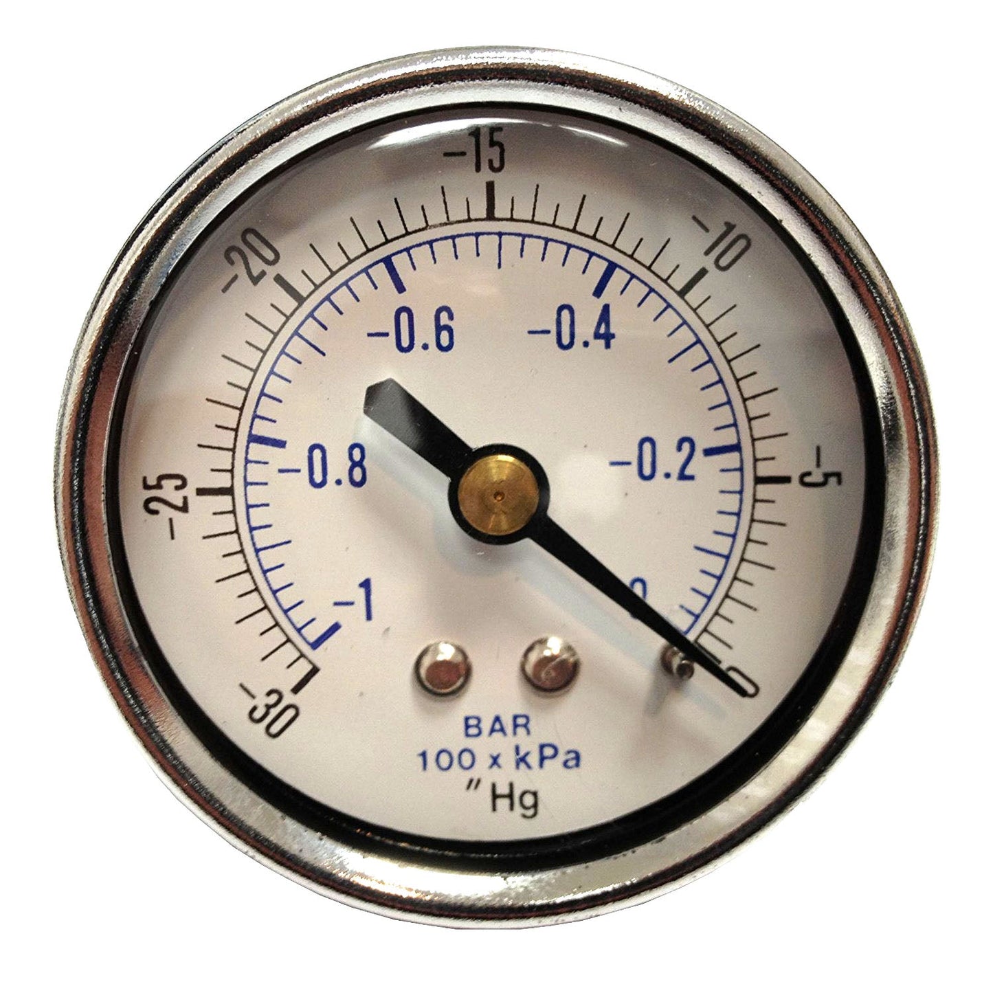 1/8" NPT 0 To -30 PSI Vacuum Air Pressure Gauge Center Back Mount With 1.5" Face(1 8 Npt 0 To 30 Psi Vacuum Air Pressure Gauge Center Back Mount With 1 5 Face)