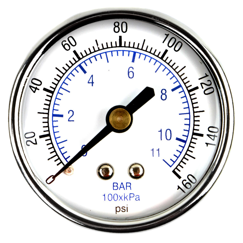 1/4" NPT 0-160 PSI Air Pressure Gauge Center Back MountWith 2" Face(1 4 Npt 0 160 Psi Air Pressure Gauge Center Back Mount With 2 Face)