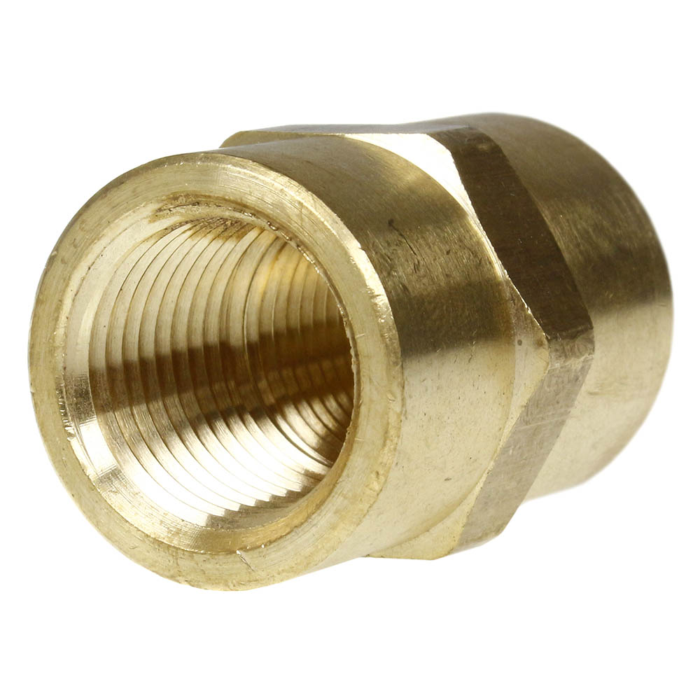 1/2" NPTF Hex Coupling Solid Yellow Brass Pipe Fitting 1200 PSI Maximum 103F(Brass 1 2 Coupling 103f)