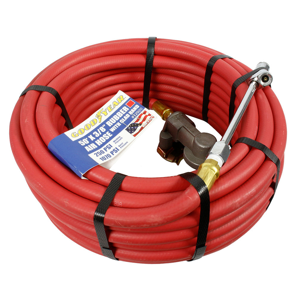 Goodyear Grip 50ft X 3/8in Rubber Air Hose Tire Chuck Universal Glad Hand 12920(Goodyear 50 X 3 8 Air Hose)