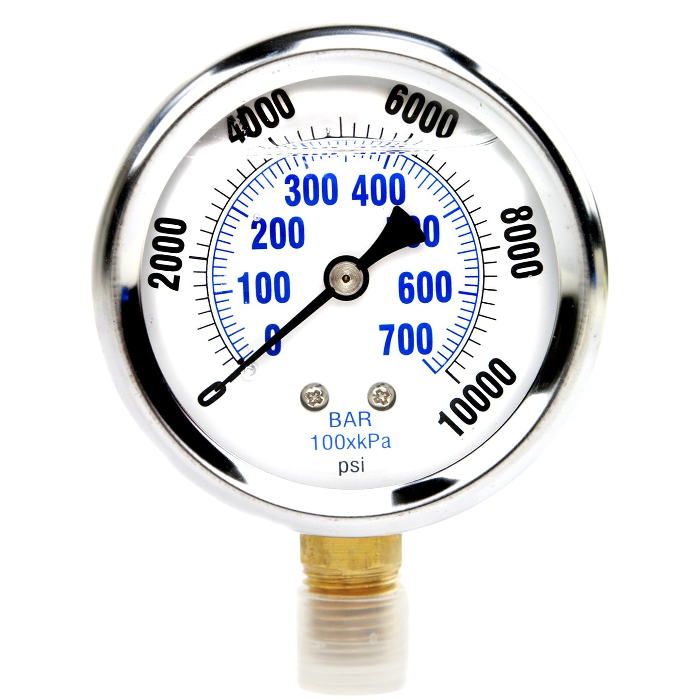 Liquid Filled 0-10,000 PSI Lower Side Mount Air Pressure Gauge With 2.5" Face(Liquid Filled 0 10 000 Psi Lower Side Mount Air Pressure Gauge With 2 5 Face)