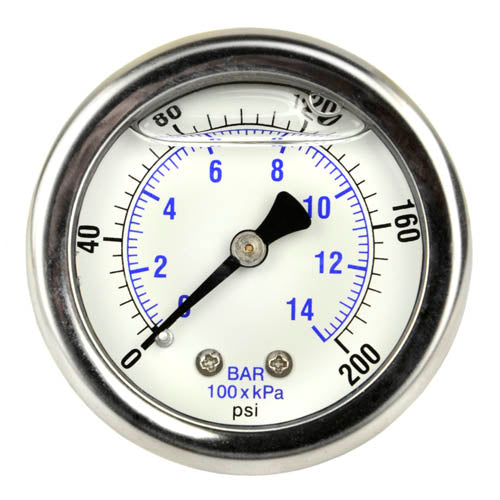 Liquid Filled 0-200 PSI Air Pressure Gauge Center Back With 2.5" Face(Liquid Filled 0 200 Psi Air Pressure Gauge Center Back With 2 5 Face)