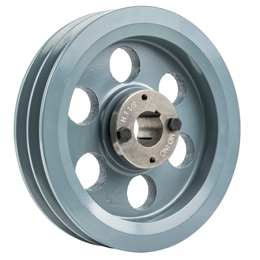 Masterdrive Cast Iron 7.75" Dual Groove Pulley Belt B Section 5L With 1-1/8" Sheave Bushing 2BK80H(7 75 Cast Iron Dual Groove Pulley B Belt 5l Style With 1 1 8 Bore H Bushing)