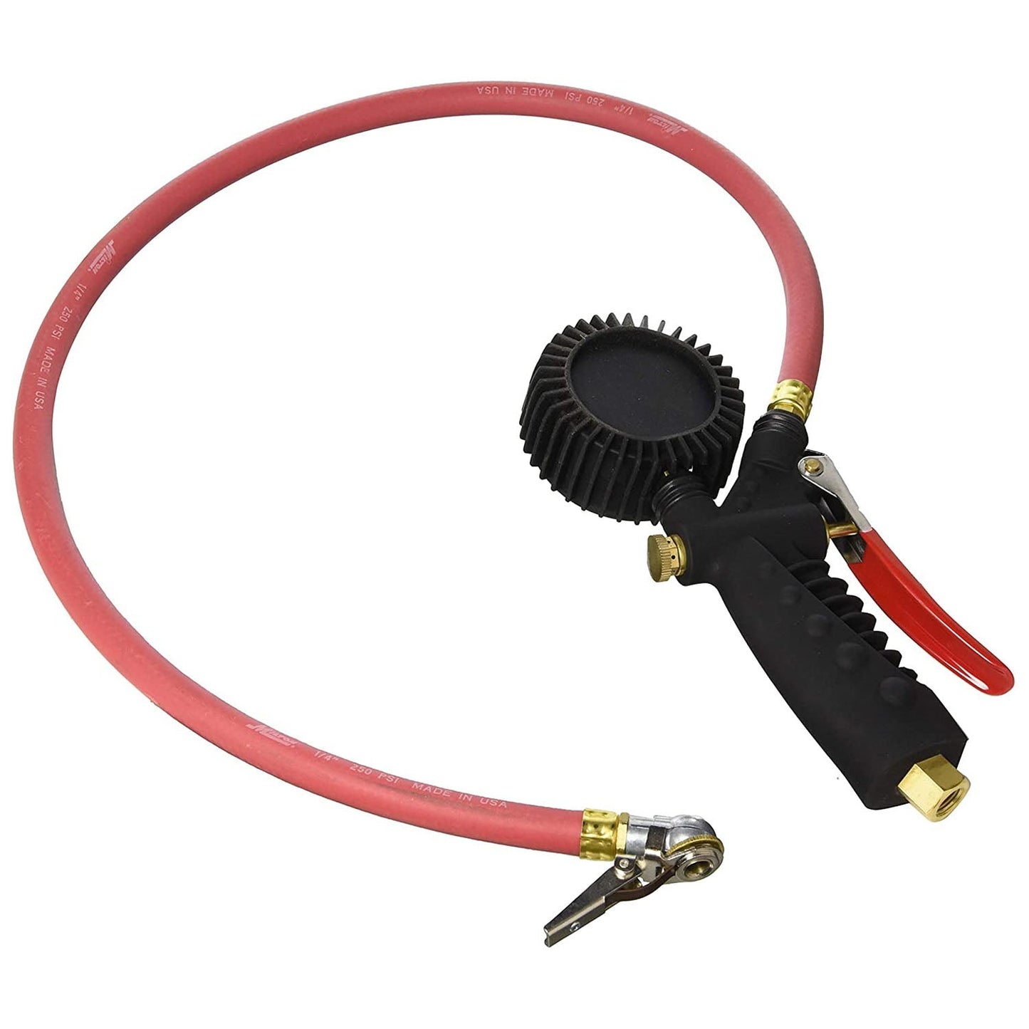 Milton 573D Digital Tire Inflator Gauge With Clip On Ball Foot Air Chuck 255 PSI(Digital Pistol Grip Inflator Gauge With Single Head Chuck 3 Ft Hose Whip Milton 573d)