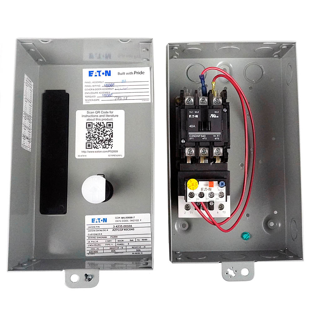 Eaton 20Hp 3 Ph DP Magnetic Motor Starter 40 Amps 440-480 Voltz A27CGF40C040(Eaton 20hp 3 Ph Dp Magnetic Motor Starter 40 Amps 440 480 Voltz A27cgf40c040)