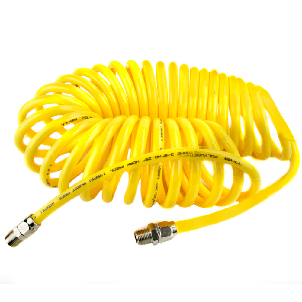 Premium 3/8" X 50' Air Compressor Coil Hose Coiled Polyurethane With Swivel End Yellow(Premium 3 8 X 50 Air Compressor Coil Hose Coiled Polyurethane With Swivel End Yellow)