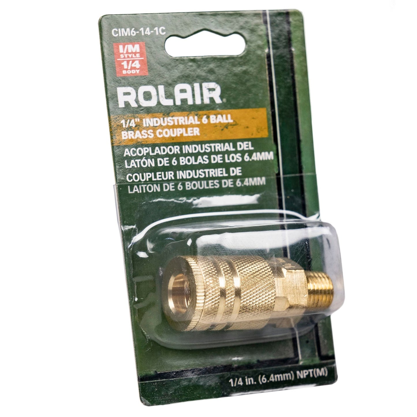 Industrial Style 1/4" NPT 1/4" Body Air Compressor Quick Coupler 6 Ball Bearing(Rolair Male 1 4 6 Ball Brass Coupler)
