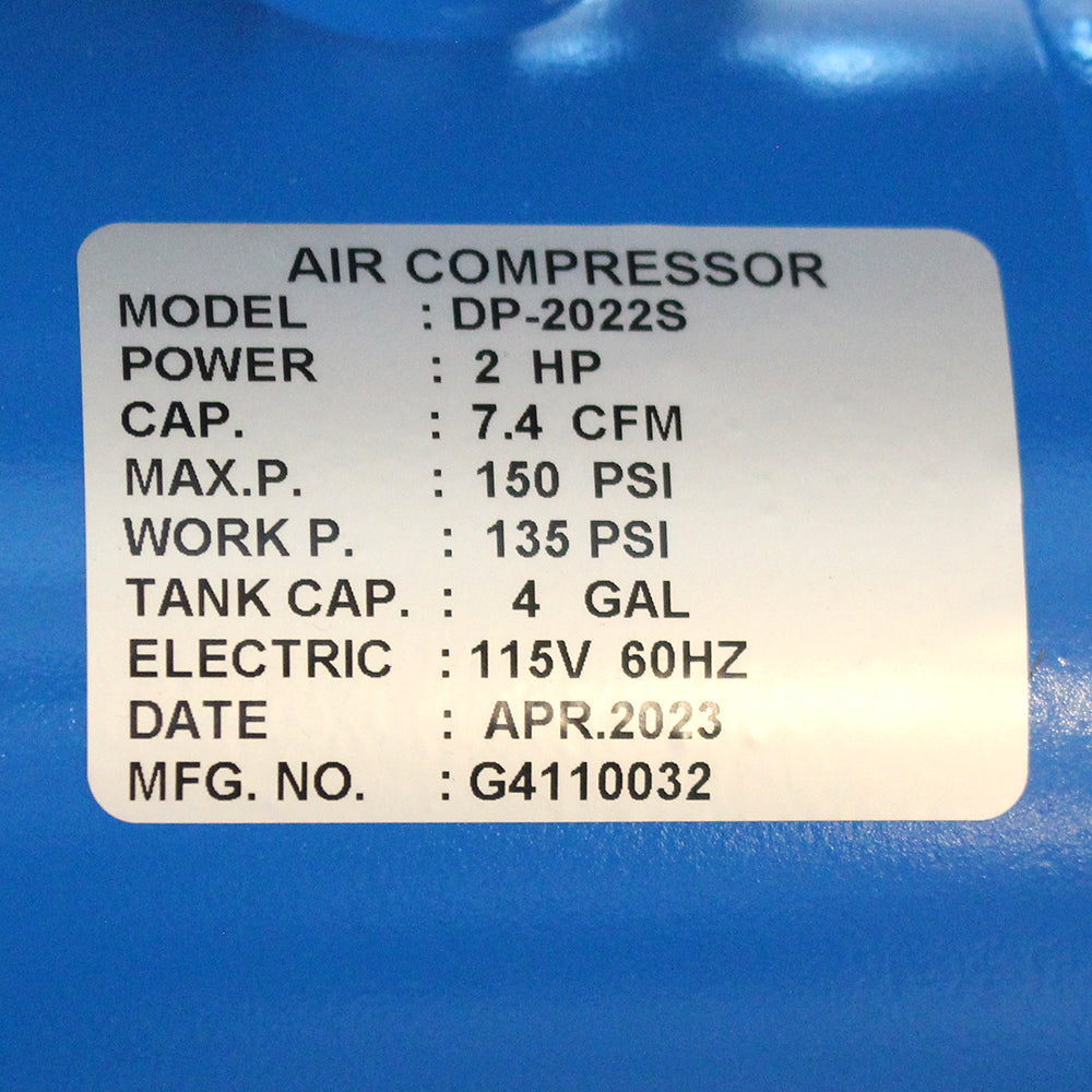 Puma 2 HP Contractor Series Twin Stack 4 Gallon Air Compressor DP-2022S(Puma 2 Hp Contractor Series Twin Stack 4 Gallon Air Compressor Dp 2022s)
