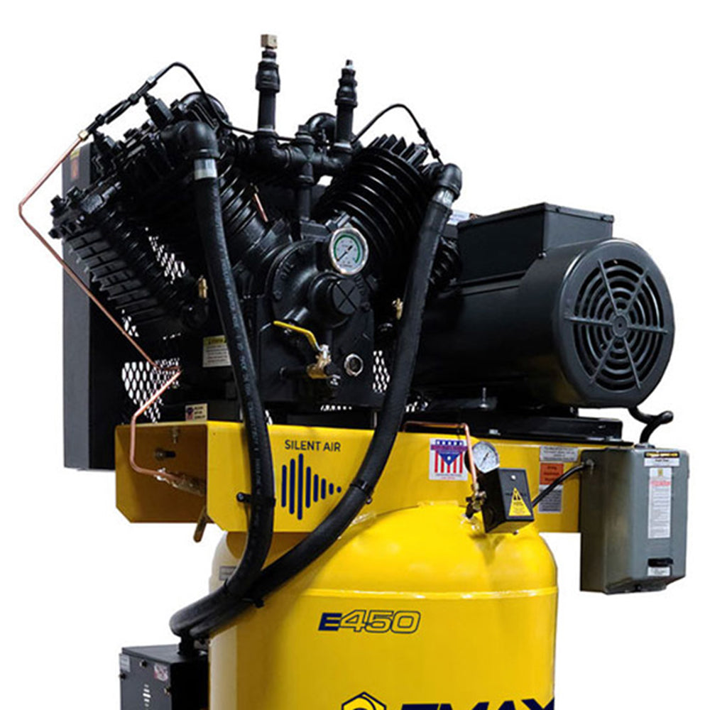 EMAX Silent Air 7.5HP 31CFM 3 Phase 2-Stage 80 Gal. Vertical Air Compressor(Emax Silent Air 7 5hp 31cfm 3 Phase 2 Stage 80 Gal Vertical Air Compressor)