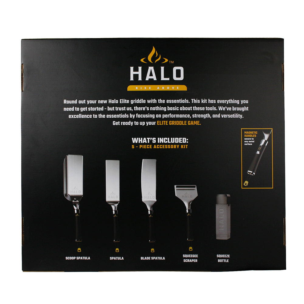 Halo Elite Essentials 5-Piece Magnetic Griddle Accessory Kit Stainless Steel(Halo Elite Essentials Griddle Kit)