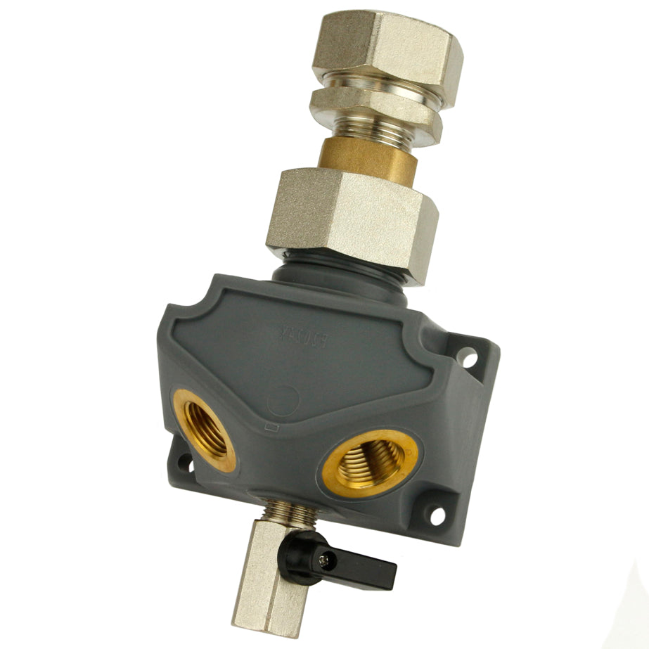 RapidAir MaxLine 1" Tubing Inlet Dual 1/2" Outlet Air Drop Port M8203(Rapidair Maxline 1 Tubing Inlet Dual 1 2 Outlet Air Drop Port M8203)