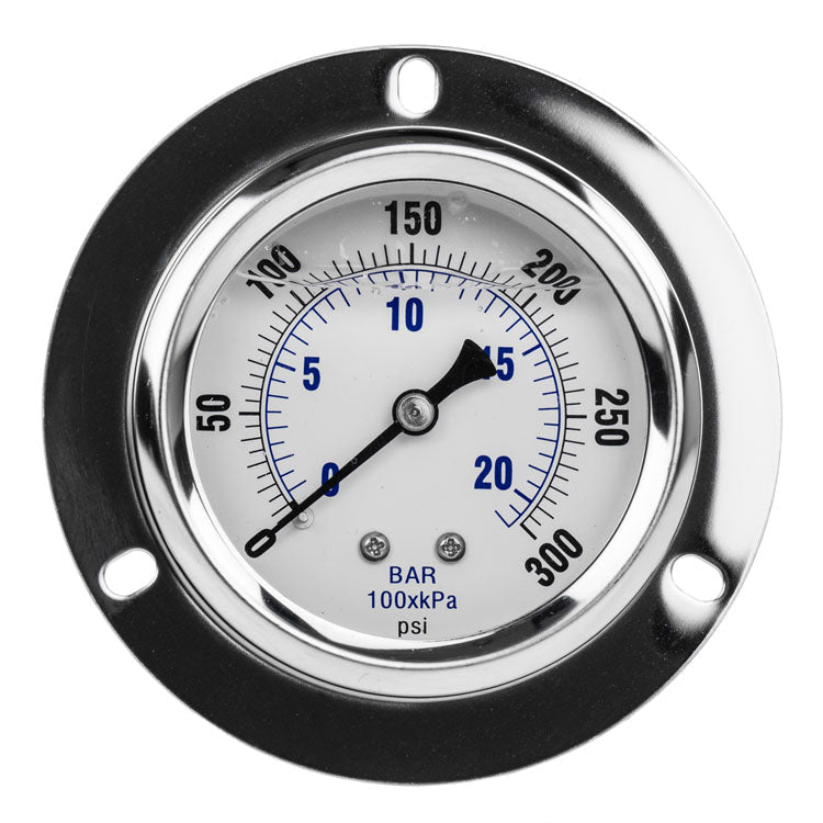 2.5" Liquid Filled Pressure Gauge 0-300 PSI 1/4" NPT CBM Panel Flush Mount 204L-254H(2 5 Liquid Filled Pressure Gauge 0 300 Psi 1 4 Npt Cbm Panel Flush Mount 204l 254h)
