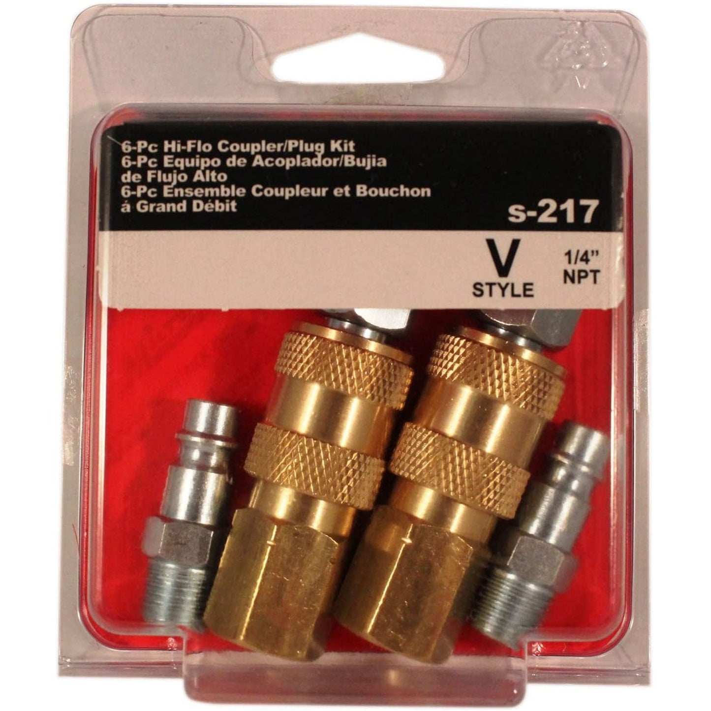Milton S-217 V Style European Interchange Air Coupler And Plug Kit 1/4" NPT(1 4 Npt Highflowpro V Style European Interchange Air Coupler Plug Fitting Kit 6 Piece Milton S 217)