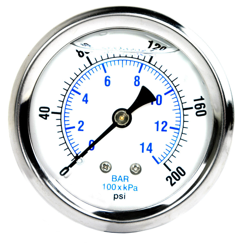 Liquid Filled 0-200 PSI Center Back Mount Air Pressure Gauge With 2.5" Face(Liquid Filled 0 200 Psi Center Back Mount Air Pressure Gauge With 2 5 Face)