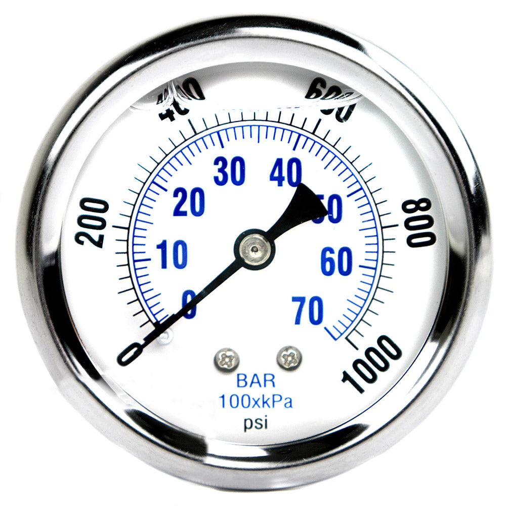 Liquid Filled 0-1,000 PSI Center Back Mount Air Pressure Gauge With 2.5" Face(Liquid Filled 0 1 000 Psi Center Back Mount Air Pressure Gauge With 2 5 Face)