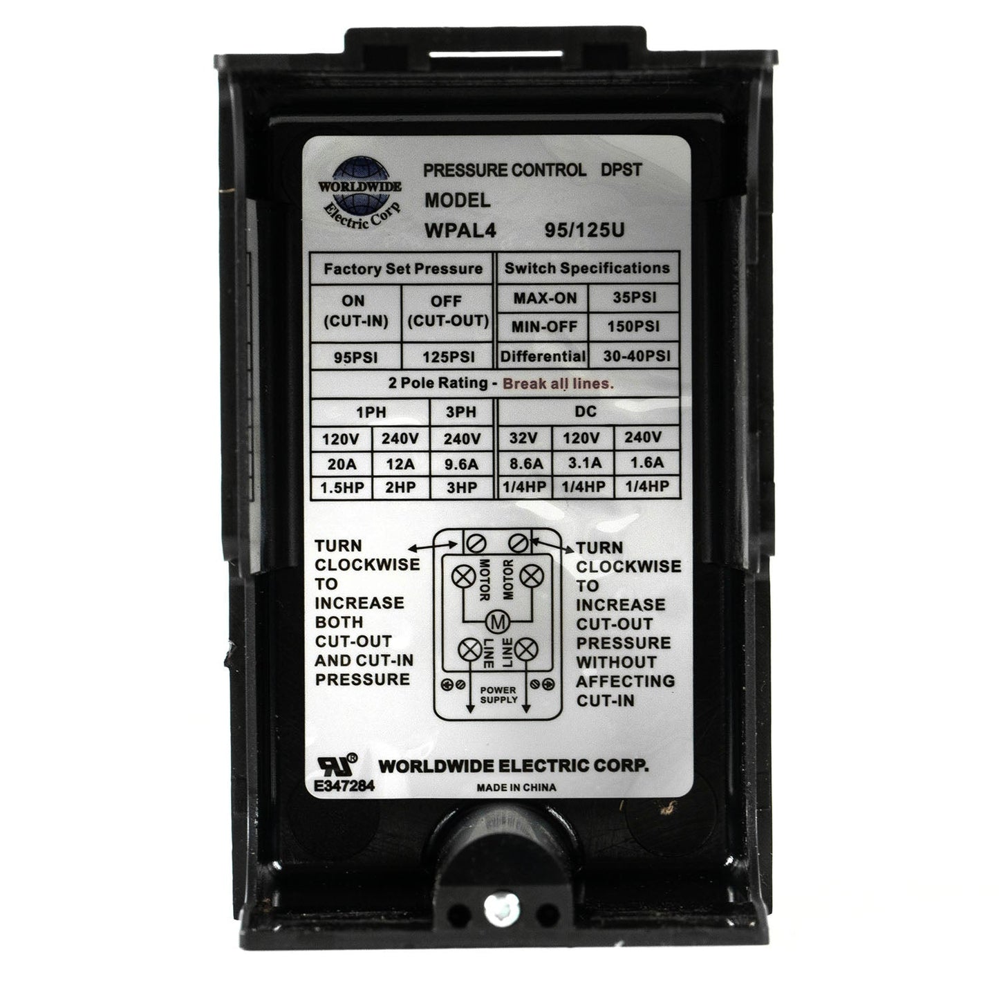 Four Port 95-125 PSI Universal Air Compressor Pressure Switch Control 1/4" NPT(Wpal495 125upressure Switch)
