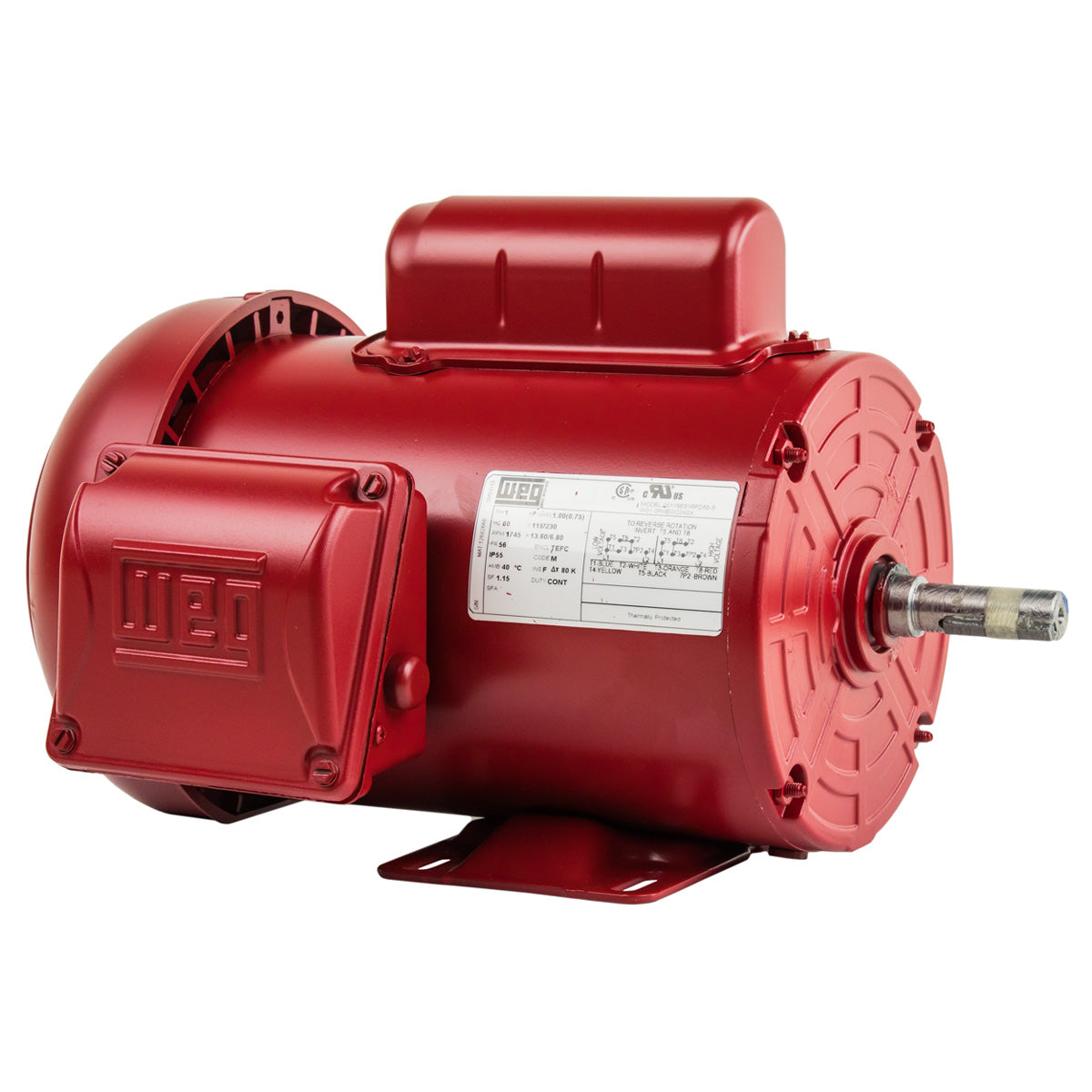  1 HP Single Phase Farm Duty Electric Motor 1745 RPM 56 Frame 115/230V TEFC WEG(1 Hp Farm Duty Electric Motor 56 Frame 1745 Rpm Single Phase Tefc Weg New)