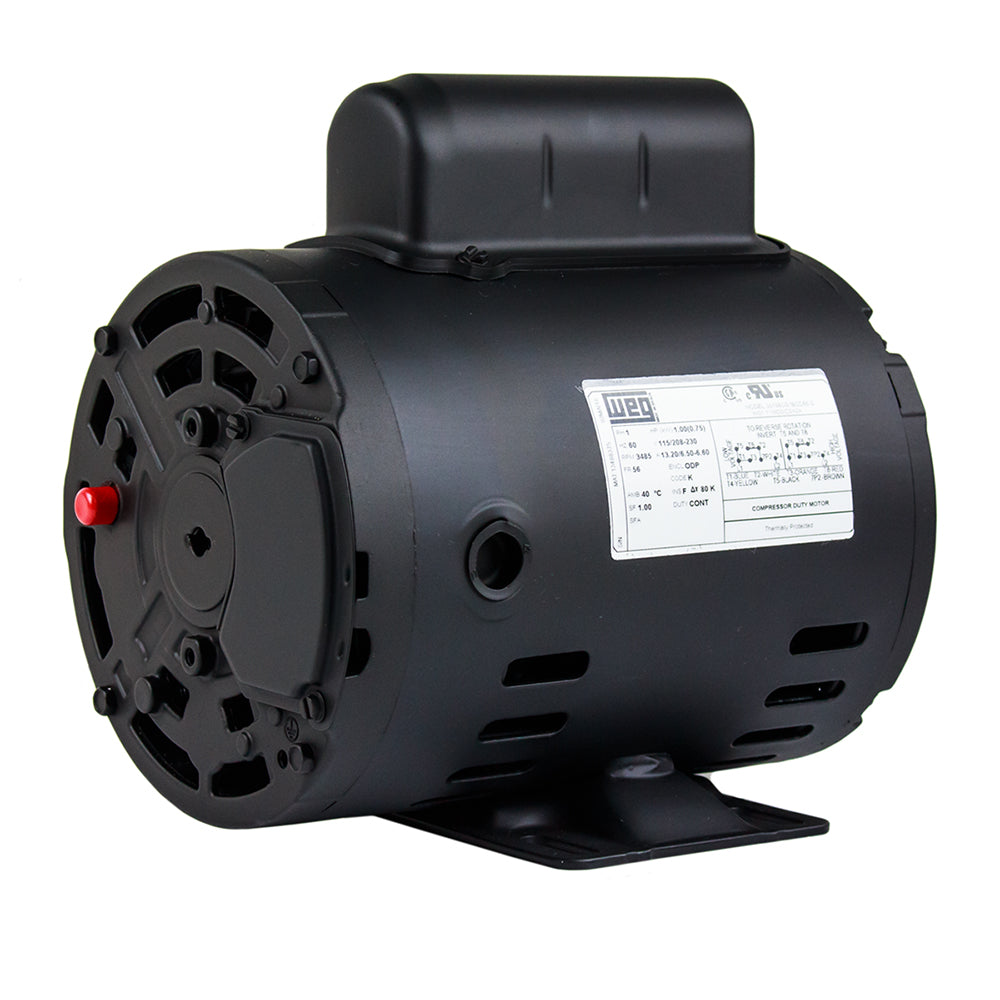  1 HP Single Phase Electric Motor 3485 RPM 56 Frame 115/208-230V ODP WEG(1 Hp Air Compressor Electric Motor 56 Frame 3485 Rpm Single Phase Weg New)