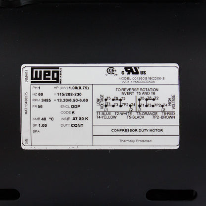  1 HP Single Phase Electric Motor 3485 RPM 56 Frame 115/208-230V ODP WEG(1 Hp Air Compressor Electric Motor 56 Frame 3485 Rpm Single Phase Weg New)