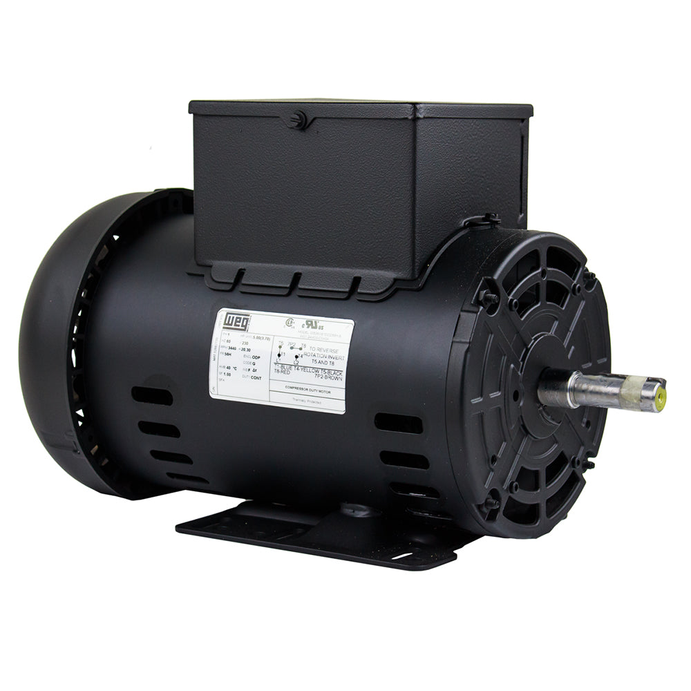  5 HP Single Phase Electric Motor 3440 RPM 56H Frame 230V ODP WEG(5 Hp Air Compressor Duty Electric Motor 56h Frame 3440 Rpm Single Phase Weg New)
