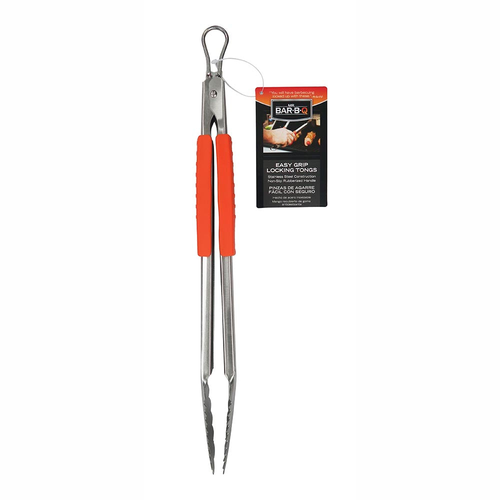  Mr. Bar-B-Q Stainless Steel Tongs Locking And Non Slip Easy Grip Handles 02802Y(Mr Bar B Q Easy Grip Locking Tongs 02802y)