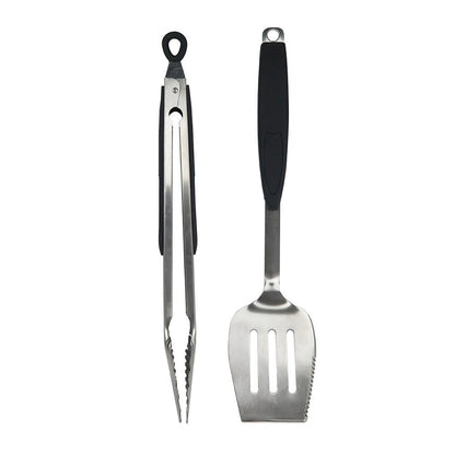  Mr. Bar-B-Q 2 Piece Grill Set Easy Grip Steel Locking Tongs And Spatula 02939Y(Mr Bar B Q 2 Piece Barbecue Set 2 In 1 Spatula And Locking Tongs 02939y)