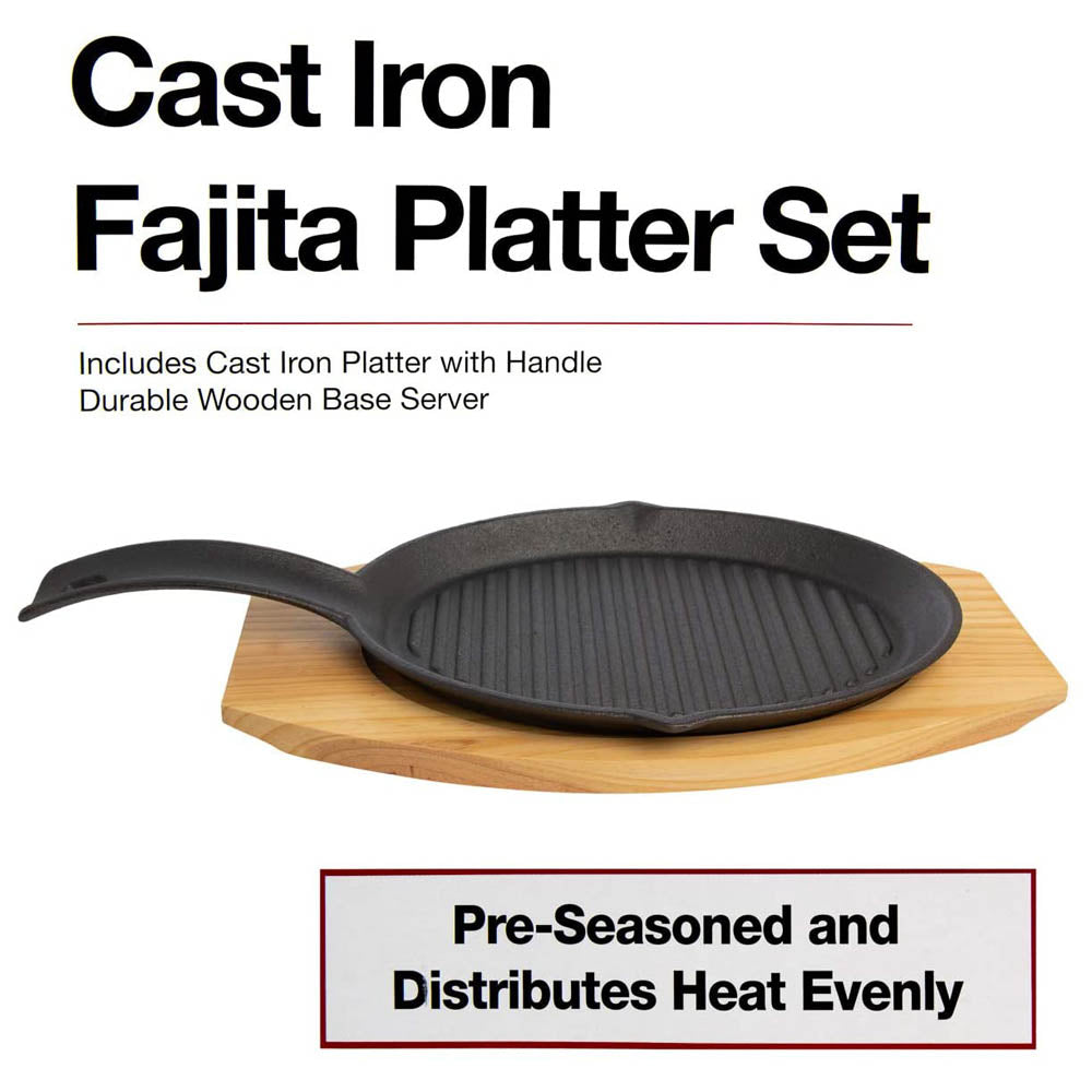  Mr Bar-B-Q Cast Iron Fajita Skillet And Platter Set 06108Y(Mr Bbq Cast Iron Fajita Platter Set 06108y)