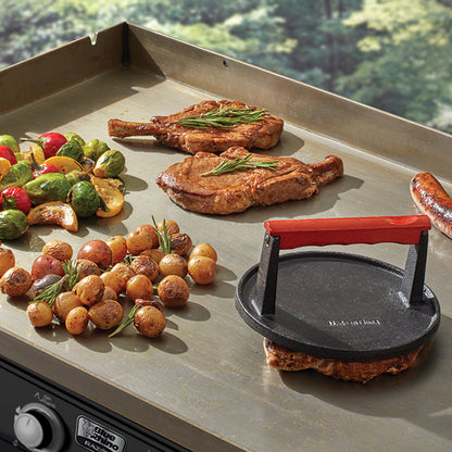  Mr. Bar-B-Q Cast Iron Grill Press Round With Rosewood Handle 06681Y(Mr Bar B Q Cast Iron Grill Press 06681y)
