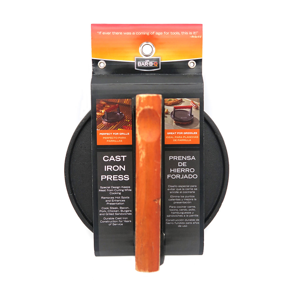  Mr. Bar-B-Q Cast Iron Grill Press Round With Rosewood Handle 06681Y(Mr Bar B Q Cast Iron Grill Press 06681y)