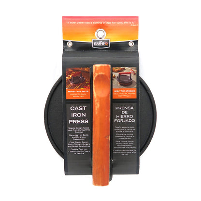  Mr. Bar-B-Q Cast Iron Grill Press Round With Rosewood Handle 06681Y(Mr Bar B Q Cast Iron Grill Press 06681y)