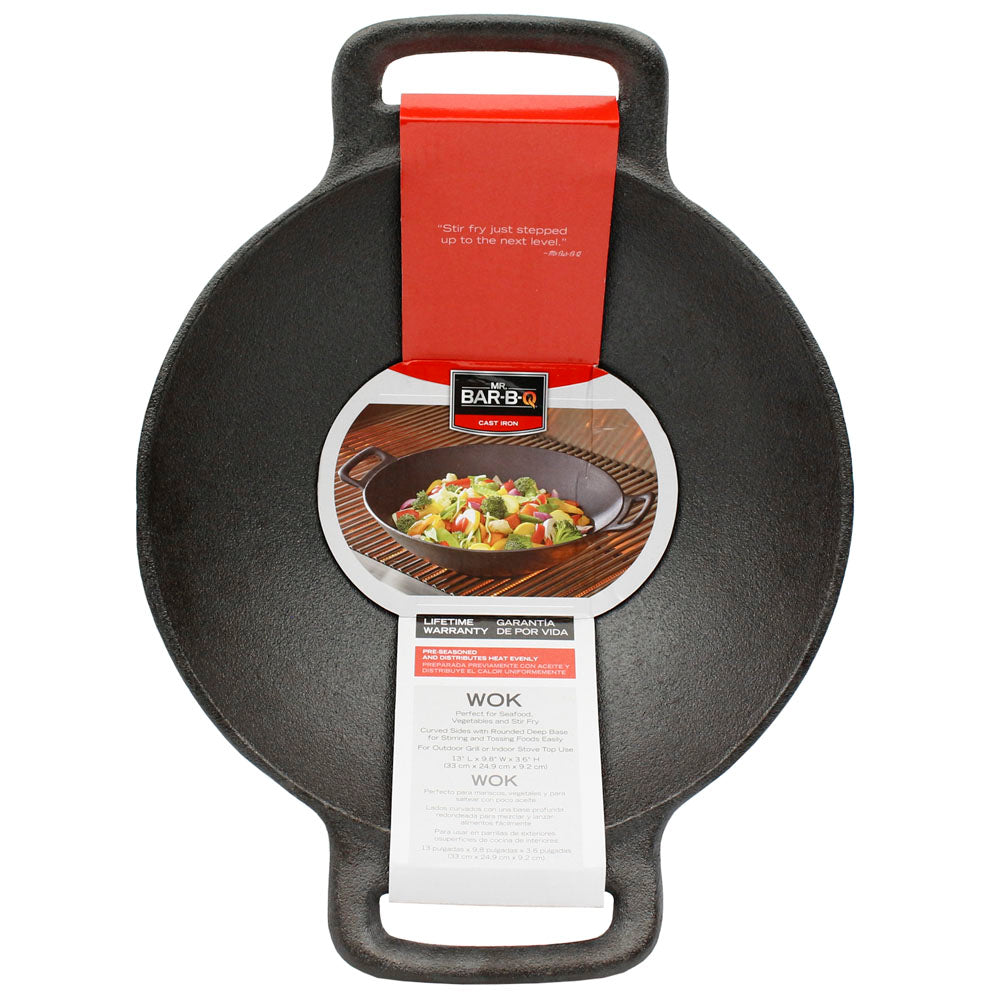  Mr Bar-B-Q 10" Cast Iron Pre Seasoned Curved Wok Outdoor And Indoor Use 08124Y(Mr Bar B Q 10 Cast Iron Wok)