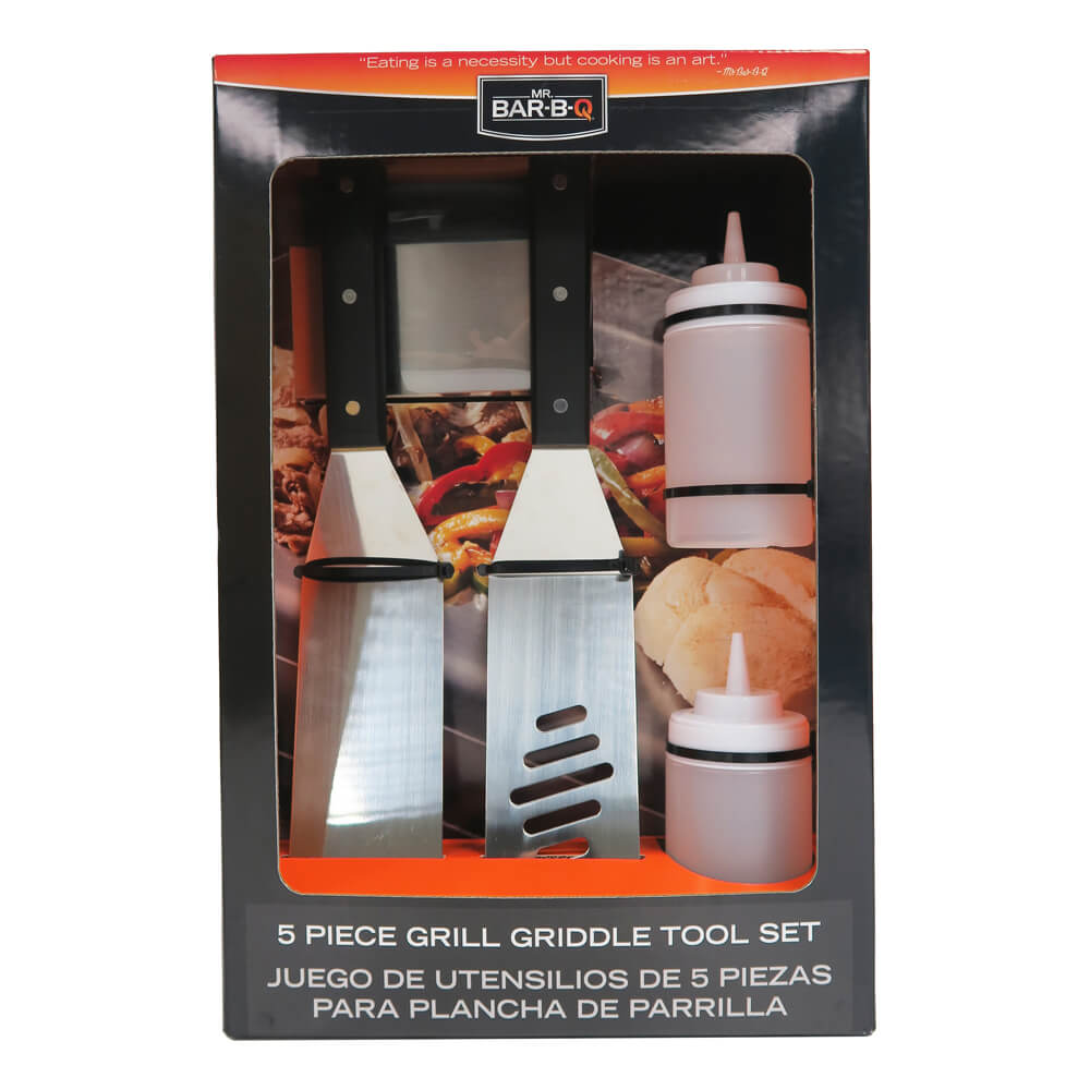  Mr Bar-B-Q Griddle Tools Set 5 Piece Stainless Steel 08623Y(Mr Bbq 08623y 5 Piece Tool Griddle Set)