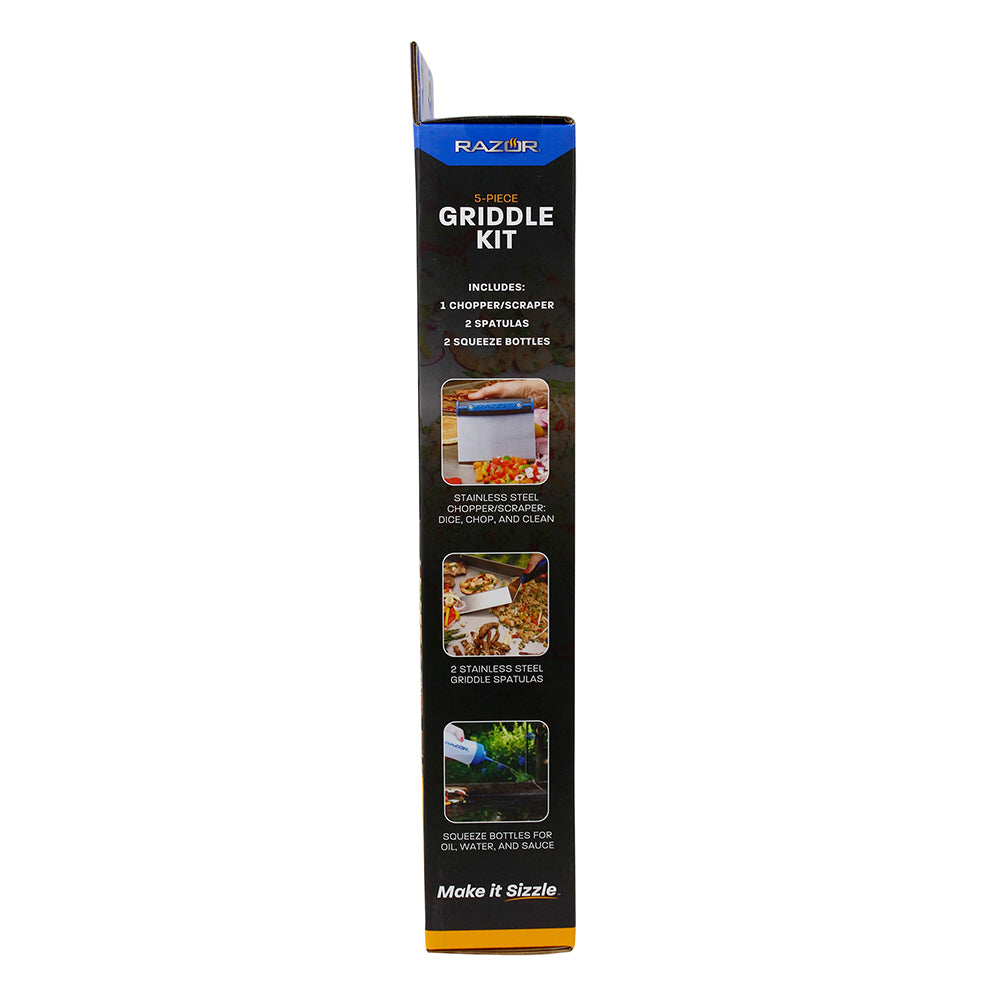  Razor 5 Piece Griddle Kit With Chopper/Scraper, 2 Spatulas, 2 Squeeze Bottles(Razor 5 Pc Basic Griddle Set)