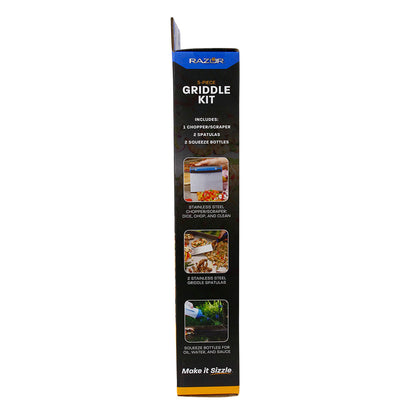  Razor 5 Piece Griddle Kit With Chopper/Scraper, 2 Spatulas, 2 Squeeze Bottles(Razor 5 Pc Basic Griddle Set)