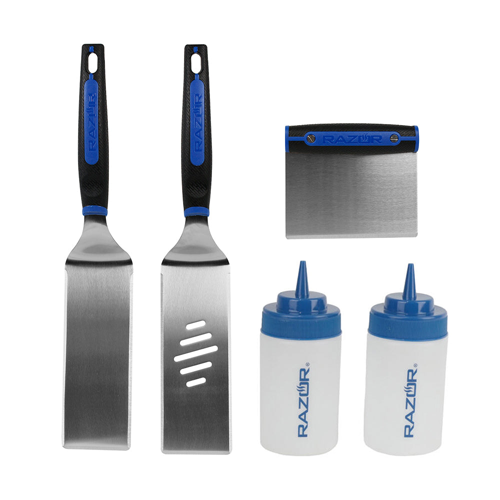  Razor 5 Piece Griddle Kit With Chopper/Scraper, 2 Spatulas, 2 Squeeze Bottles(Razor 5 Pc Basic Griddle Set)
