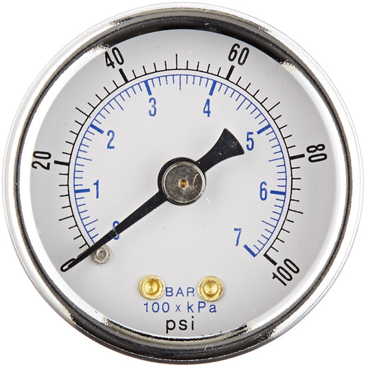  1/8" NPT Air Pressure Gauge 0-100 PSI Back Mount 1.5" Face Black Steel Case(1 8 Npt 0 100 Psi Air Pressure Gauge Center Back Mount With 1 5 Face)