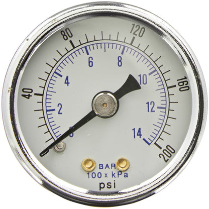  1/8" NPT 0-200 PSI Air Pressure Gauge Center Back Mount With 1.5" Face(1 8 Npt 0 200 Psi Air Pressure Gauge Center Back Mount With 1 5 Face)