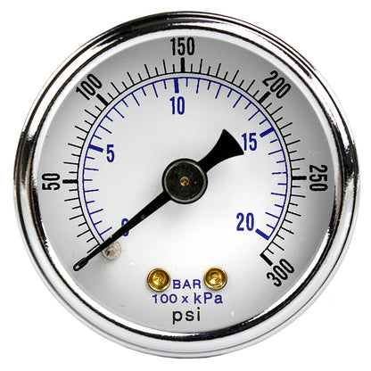  1/8" NPT 0-300 Air Pressure Gauge Center Back Mount With 1.5" Face(1 8 Npt 0 300 Air Pressure Gauge Center Back Mount With 1 5 Face)