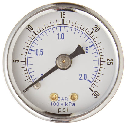  1/8" NPT 0-30 PSI Air Compressor Hydraulic Pressure Gauge Center Back Mount With 1.5" Face 102D-158C(1 8 Npt 0 30 Psi Air Compressor Hydraulic Pressure Gauge Center Back Mount With 1 5 Face)