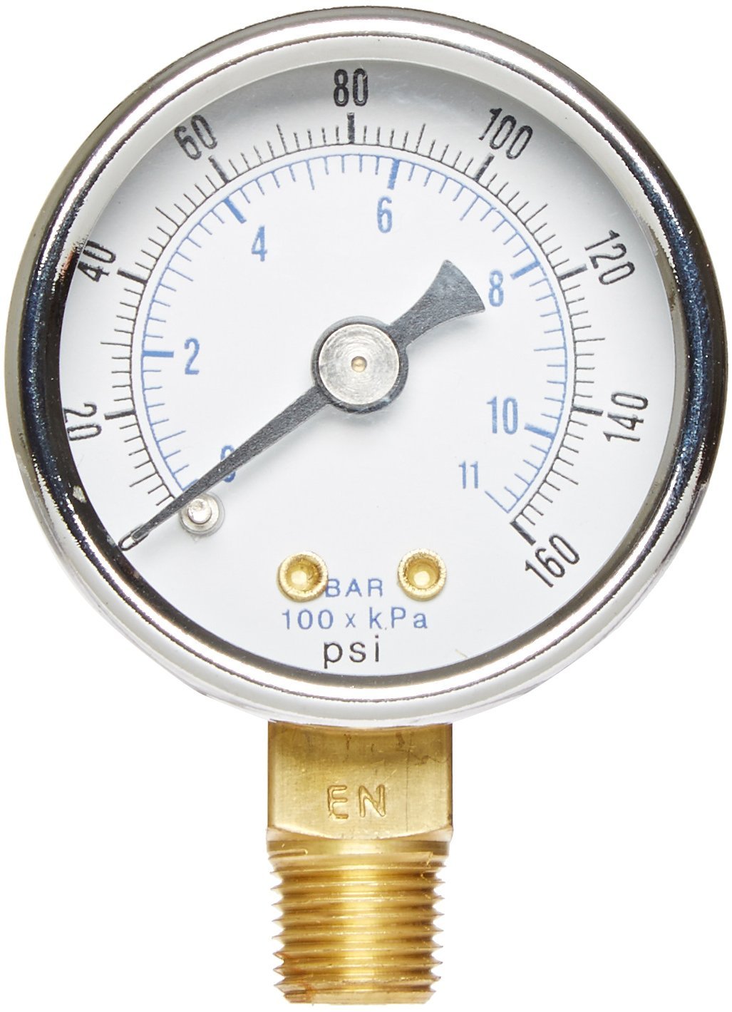  1/8" NPT 0-160 PSI Air Pressure Gauge Lower Side Mount With 1.5" Face(1 8 Npt 0 160 Psi Air Pressure Gauge Lower Side Mount With 1 5 Face)