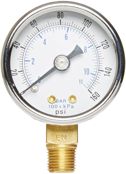  1/8" NPT 0-160 PSI Air Pressure Gauge Lower Side Mount With 1.5" Face(1 8 Npt 0 160 Psi Air Pressure Gauge Lower Side Mount With 1 5 Face)