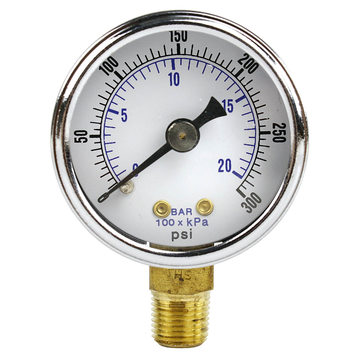  1/8" NPT 0-300 PSI Air Pressure Gauge Lower Side Mount With 1.5" Face(1 8 Npt 0 300 Psi Air Pressure Gauge Lower Side Mount With 1 5 Face)