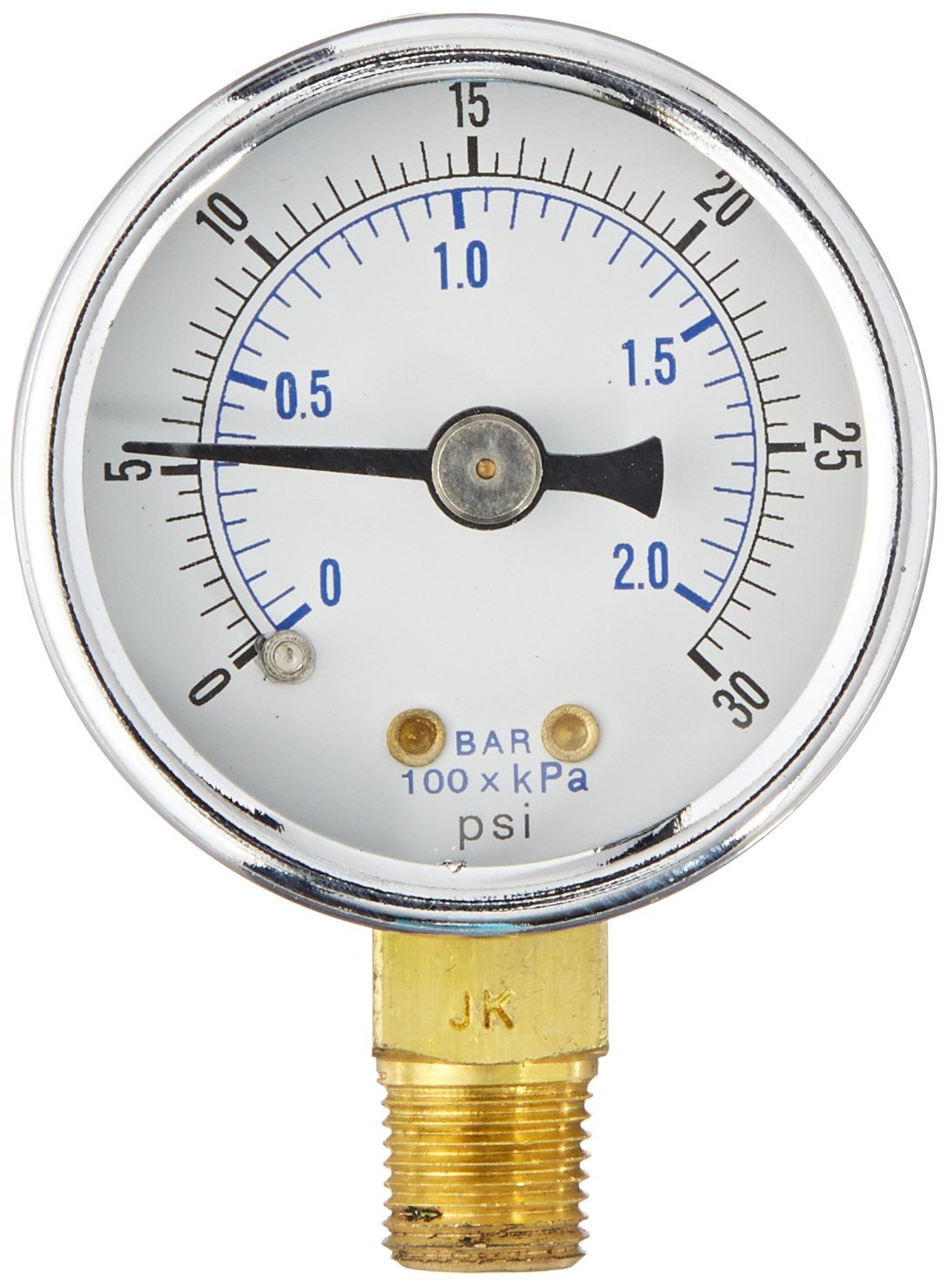  1/8" NPT 0-30 PSI Air Compressor / Hydraulic Pressure Gauge Lower Side Mount With 1.5" Face(1 8 Npt 0 30 Psi Air Compressor Hydraulic Pressure Gauge Lower Side Mount With 1 5 Face)