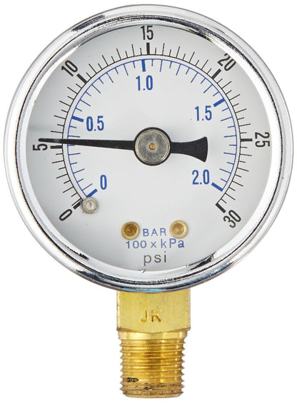 1/8" NPT 0-30 PSI Air Compressor / Hydraulic Pressure Gauge Lower Side Mount With 1.5" Face(1 8 Npt 0 30 Psi Air Compressor Hydraulic Pressure Gauge Lower Side Mount With 1 5 Face)