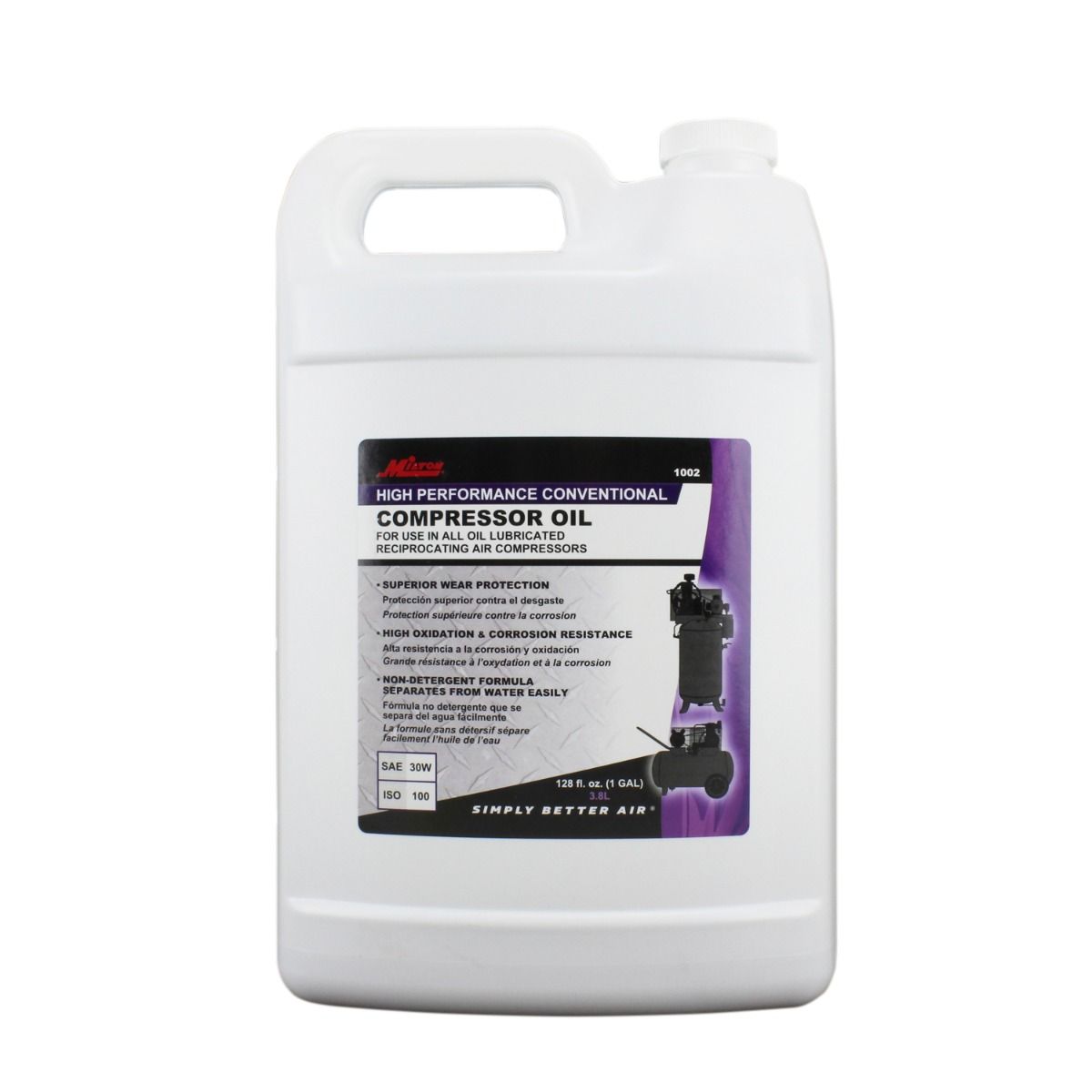  1 Gallon Air Compressor Oil High-Performance Conventional SAE 30W ISO 100 Milton(1 Gallon Milton 1002 High Performance Air Compresor Oil Sae 30w Iso 100)