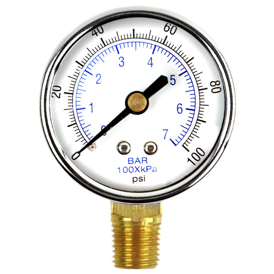  1/4" NPT 0-100 PSI Air Pressure Gauge Lower Side Mount(1 4 Npt 0 100 Psi Air Pressure Gauge Lower Side Mount)