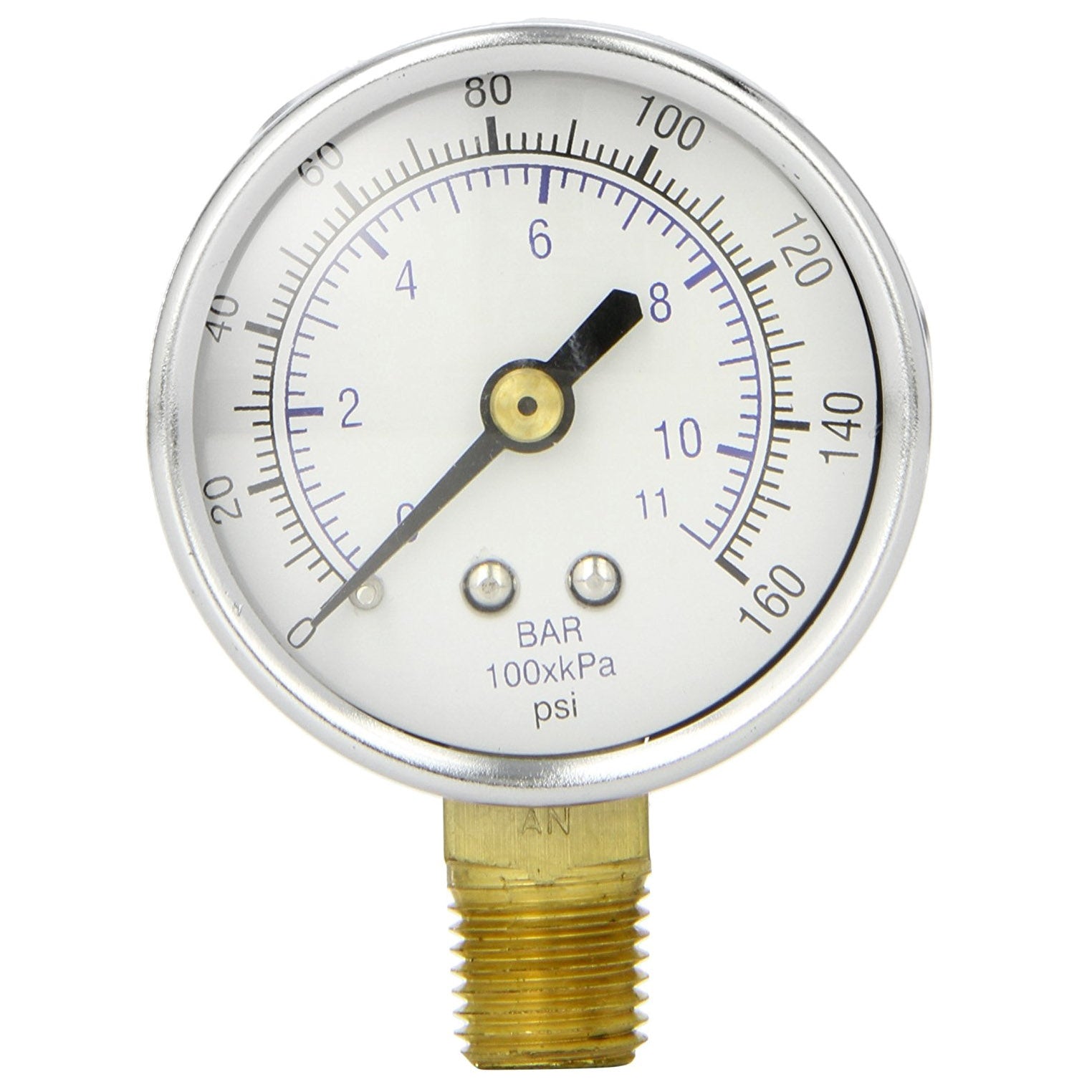  1/4" NPT 0-160 PSI Air Pressure Gauge Lower Side Mount(1 4 Npt 0 160 Psi Air Pressure Gauge Lower Side Mount)