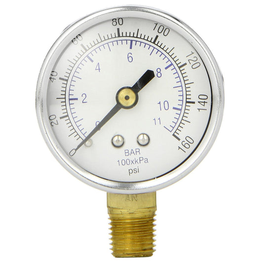  1/4" NPT 0-160 PSI Air Pressure Gauge Lower Side Mount(1 4 Npt 0 160 Psi Air Pressure Gauge Lower Side Mount)