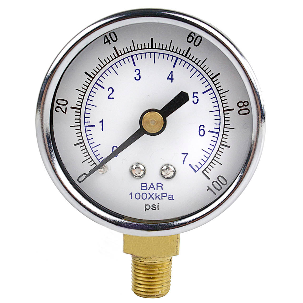  1/8" NPT Air Compressor Lower Mount Pressure Gauge 0-100 PSI Side WOG 2" Face 101D-208E(1 8 Npt Air Compressor Lower Mount Pressure Gauge 0 100 Psi Side Wog 2 Face)